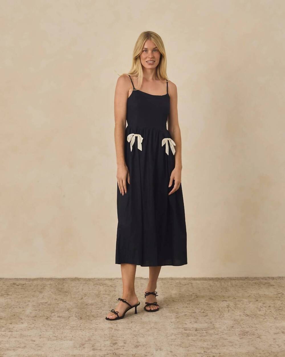 NEW NORALEE beatrice midi dress in black